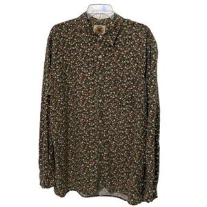 Pusser's West Indies Green Floral Silk Button Up Shirt Mens Size Large Collared